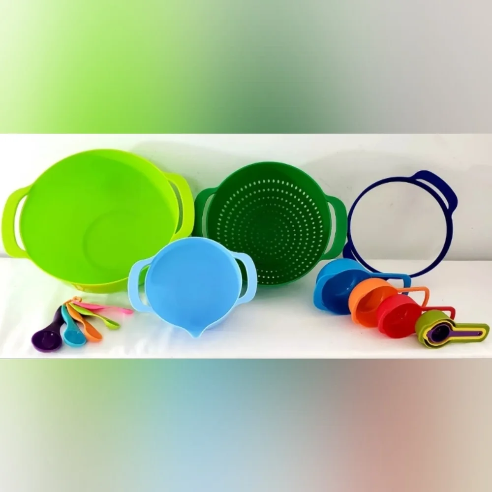 15 Pcs Set Mixing Bowl Kitchen Measuring Spoon Set Modern Resistant Multicolors‎